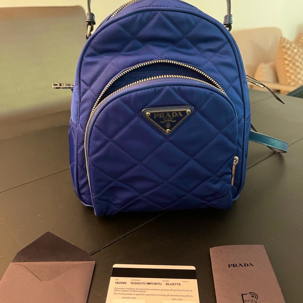 Authentic Prada Re-Nylon Royal Blue Chic Backpack New with Tags!! - Picture 9 of 9
